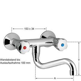 Wall mounted battery 1/2" outreach 170 mm | Pentachrome metal handle swiveling 180 ° product photo  S