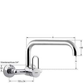 Wall mounted battery profi 3/4" outreach 300 mm | short ring lever product photo  S