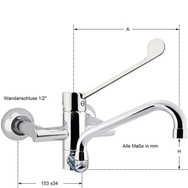 Wall mounted battery maxum 1/2" outreach 300 mm | long lever product photo  S