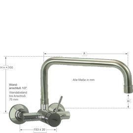 Wall mounted battery Master 1/2" outreach 250 mm C-spout straight product photo  S