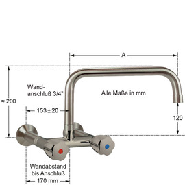 Wall mounted battery classiq outreach 300 mm C-spout straight product photo  S