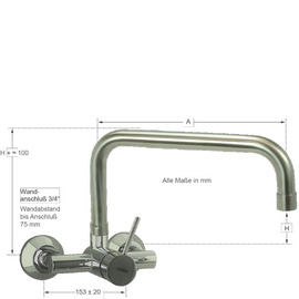 Wall mounted battery Master 3/4" outreach 300 mm C-spout straight product photo  S