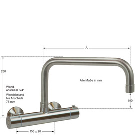 Wall mounted battery ETHERM 3/4" outreach 300 mm product photo  S