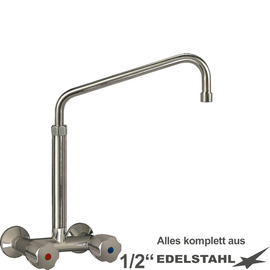 Wall mounted battery CLASSIC 1/2" outreach 300 mm high C-spout slanted product photo