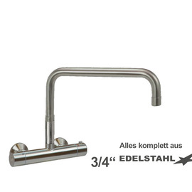 Wall mounted battery ETHERM 3/4" stainless steel outreach 350 mm raised C-spout straight product photo