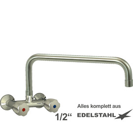Wall mounted battery CLASSIC 1/2" outreach 400 mm C-spout straight product photo