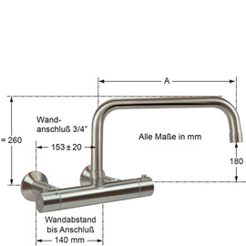 Wall mounted battery ETHERM 3/4" outreach 300 mm C-spout straight product photo  S