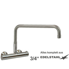 Wall mounted battery ETHERM 3/4" stainless steel outreach 400 mm raised C-spout straight product photo