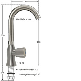 pillar valve clarix 1/2" outreach 190 mm swiveling product photo  S