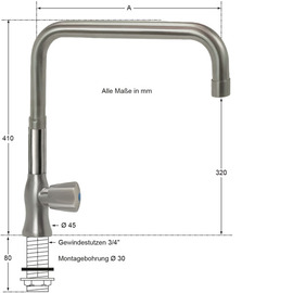 pillar valve clarix 3/4" outreach 300 mm high C-spout straight product photo  S