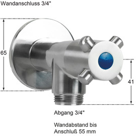 wall valve 1/2" clasix valve direction 3/4" | 4-wing handle product photo  S