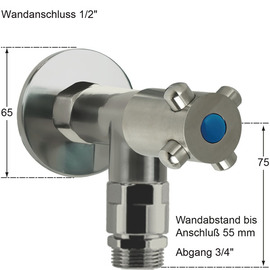 wall valve 1/2" clasix valve direction 3/4" | 4-wing handle | with pipe aerator product photo  S