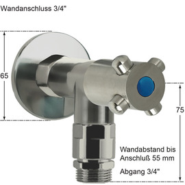 wall valve 3/4" clasix valve direction 3/4" | 4-wing handle | with pipe aerator product photo  S