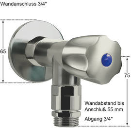 wall valve 3/4" clarix valve direction 3/4" | hexagonal grip product photo  S
