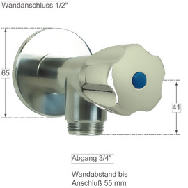 wall valve 1/2" clarix valve direction 3/4" | hexagonal grip product photo  S