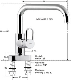 lever mixer block battery chief outreach 250 mm product photo  S