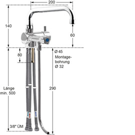 bar faucet fresh 1/2" | for non-pressurized hot water storage tanks H 160 mm | lever mixer tap outreach 200 mm product photo  S