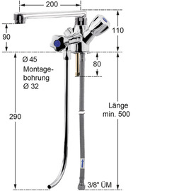 bar faucet fresh 1/2" | metal handle on the right outreach 200 mm product photo  S