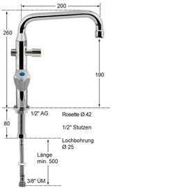bar faucet fresh 1/2" H 260 mm outreach 200 mm product photo  S