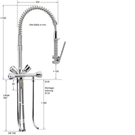 bar faucet fresh 1/2" H 530 mm | two-handle mixer tap outreach 250 mm product photo  S