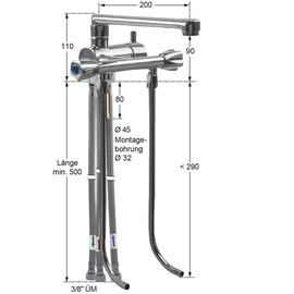 bar faucet fresh 1/2" | for unpressurized storage | lever mixer tap H 110 mm outreach 200 mm product photo  S