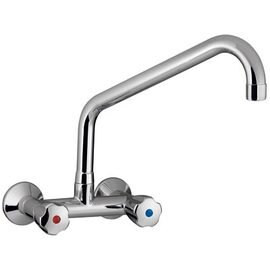 Wall mounted battery profi 1/2" outreach 250 mm | Pentachrome metal handle C-spout angled product photo
