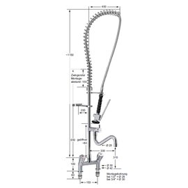rinse sink mixer 3/4" discharge height 310 mm  H 1250 mm outreach 400 mm (shower) product photo  S