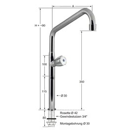 pillar valve 3/4" outreach 250 mm discharge height 350 mm product photo