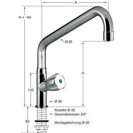 pillar valve 3/4" outreach 250 mm discharge height 180 mm product photo  S