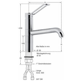 Lever mixer sink faucet Taya 1/2" outreach 200 mm discharge height 90 mm  H 870 mm product photo