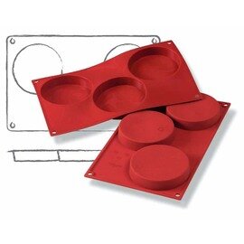 baking mould GN 1/3  • round | 3-cavity | mould size Ø 103 x 20 mm  L 300 mm  B 175 mm product photo