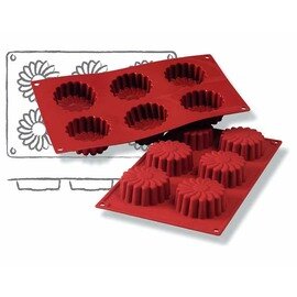 baking mould GN 1/3  • flower  • marguerite | 6-cavity | mould size Ø 70 x 28 mm  L 300 mm  B 175 mm product photo