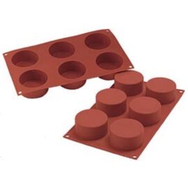 silicone baking mould GN 1/3  • cylinder | 6-cavity | mould size Ø 70 x H 38 mm  L 300 mm  B 175 mm product photo