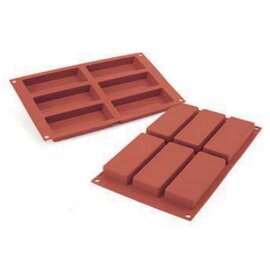 silicone baking mould GN 1/3  • rectangle | 6-cavity | mould size 120 x 45 x H 20 mm  L 300 mm  B 175 mm product photo