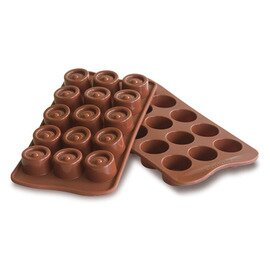 chocolate mould  • round  • tartlet | 15-cavity | mould size Ø 28 x 18 mm  L 210 mm  B 105 mm product photo