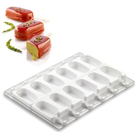 baking mould with tray baker's standard  • rectangular  • lollipop | 12-cavity | mould size 93 x 48.5 x H 25 mm  L 400 mm  B 300 mm product photo