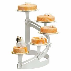 multi tiered cake stand stairs on the right steel white 5 shelves H 520 mm