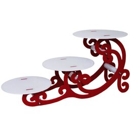 multi-tiered cake stand plastic white red | 3 shelves | 620 mm  x 300 mm  H 310 mm product photo