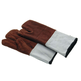 baking glove 3 Finger leather brown with cuff • lined 1 pair 340 mm x 150 mm product photo