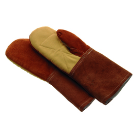 Baking Gloves leather brown with cuff • lined • cut-resistant 1 pair 370 mm x 160 mm product photo