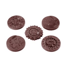 chocolate mould  • round | 10-cavity | mould size Ø 44 x 5 mm  L 275 mm  B 135 mm product photo