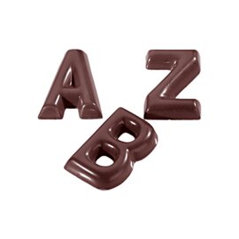 chocolate mould  • letters | 26-cavity | mould size 39 x 35 x H 6 mm  L 275 mm  B 135 mm product photo