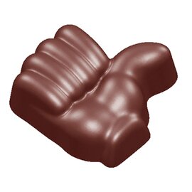 chocolate mould  • hand  • thumb up | 18-cavity | mould size 32.59 x 32.38 x H 13.17 mm  L 275 mm  B 135 mm product photo
