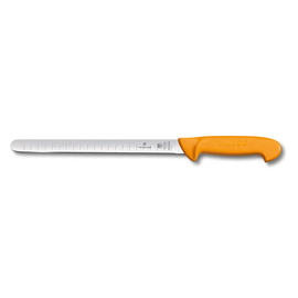 carving knife SWIBO yellow | blade length 30 cm flexibel | straight | hollow grind blade product photo