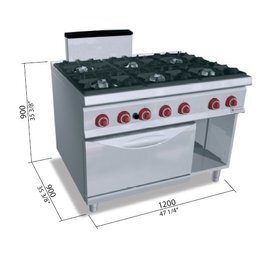 gas stove SG9F6+FG gastronorm 61.3 kW | oven | with open cabinet unit product photo