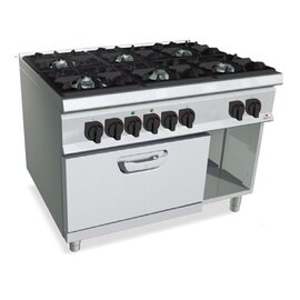 gas stove SG9F6+FE gastronorm 400 volts 7.5 kW (electric oven) 53.5 kW (gas) | oven | half-open base unit product photo