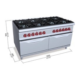 gas stove SG9F8+2FE gastronorm 400 volts 7.5 kW (electric oven) 71 kW (gas) | oven | 2 ovens product photo