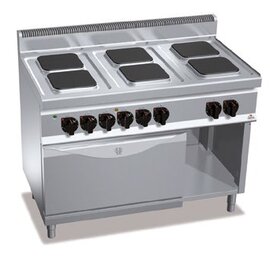 electric stove E7PQ6+FE gastronorm 400 volts 23.1 kW | oven | half-open base unit | cast-iron hob plates product photo