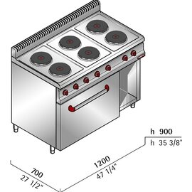 electric stove E7P6+FE1 400 volts 18.6 kW | oven baker's standard | cast-iron hob plate product photo