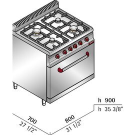 gas stove G7F4+FE gastronorm 400 volts 21 kW (gas) 7.5 kW (electric oven) | oven product photo